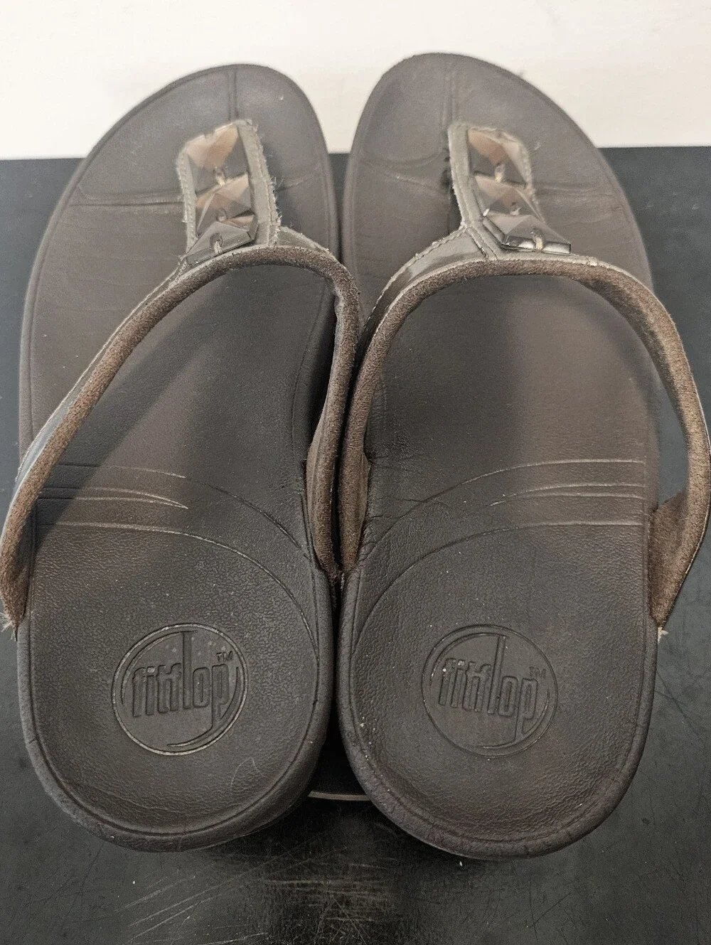 FitFlop‎ Womens Pietra Bronze Jeweled  Thong Sandals Size 7